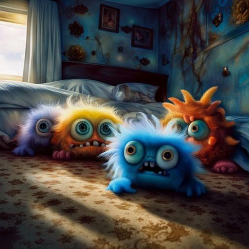 Monsters Under the Bed: A Whimsical Digital Art Scene