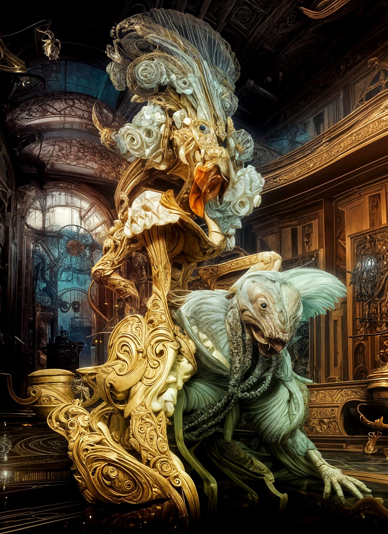 Detailed Hyperrealistic Image of Man Rising from Chair