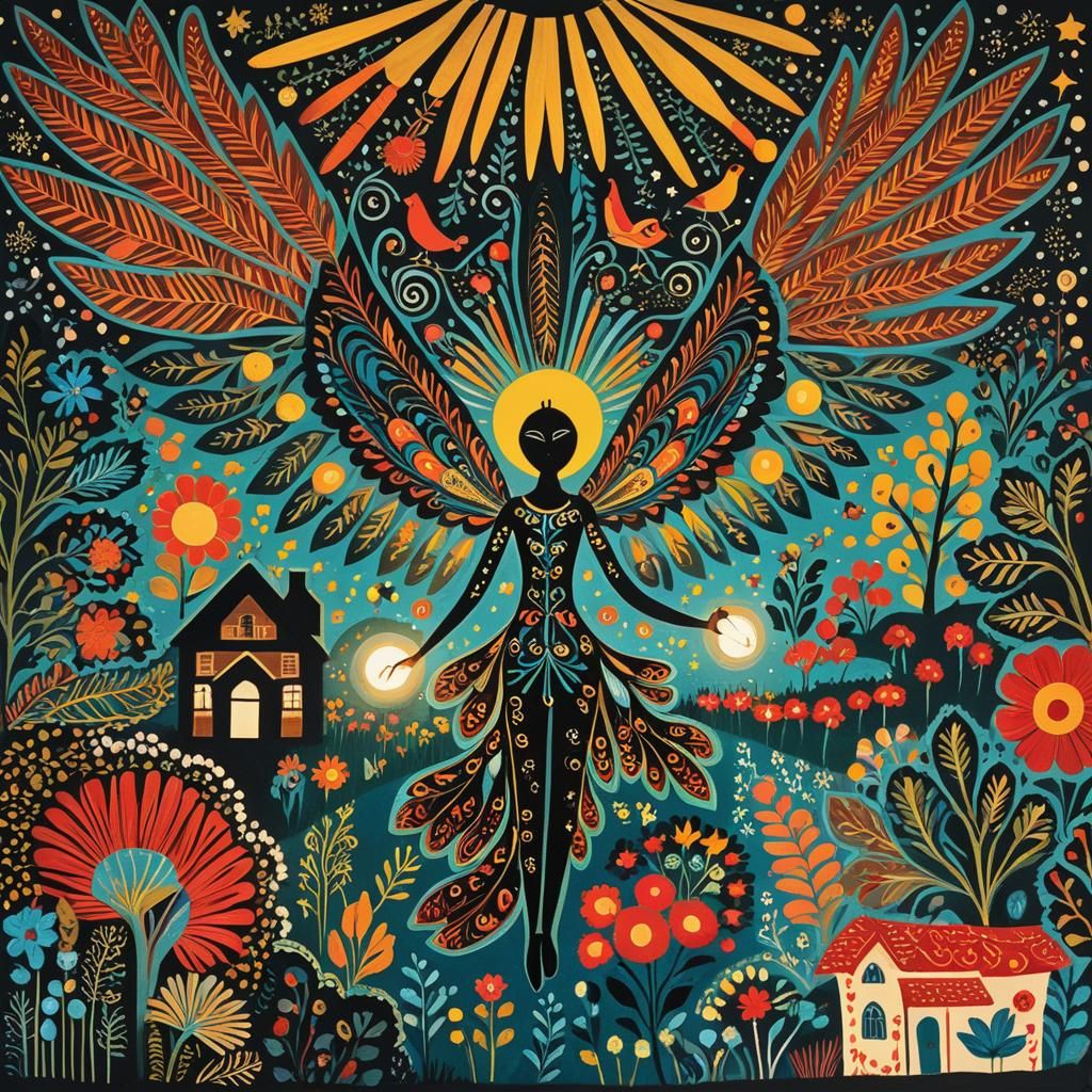 Luminating Folk Art Image Generated by AI