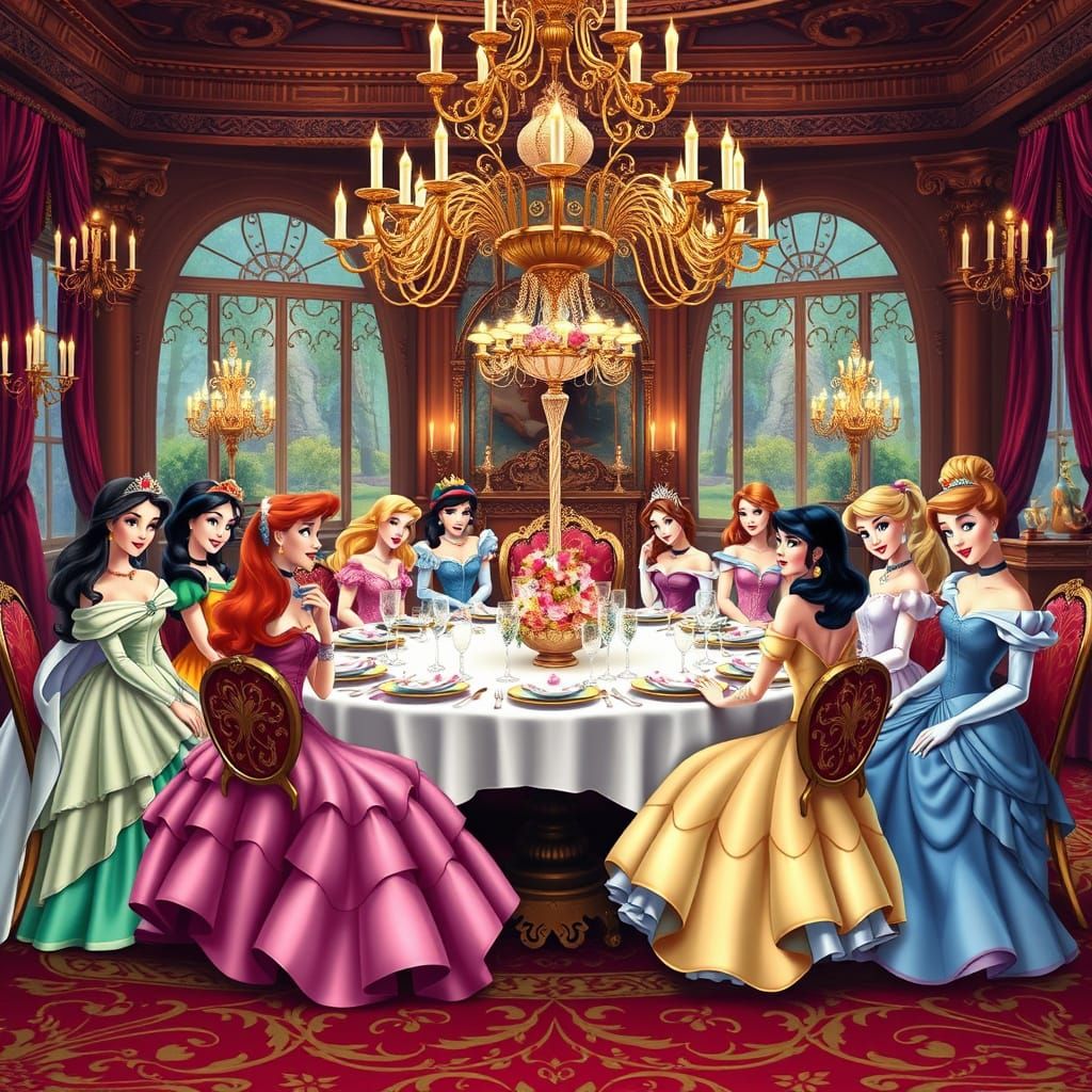 Disney Princesses Grand Banquet in Realism Style