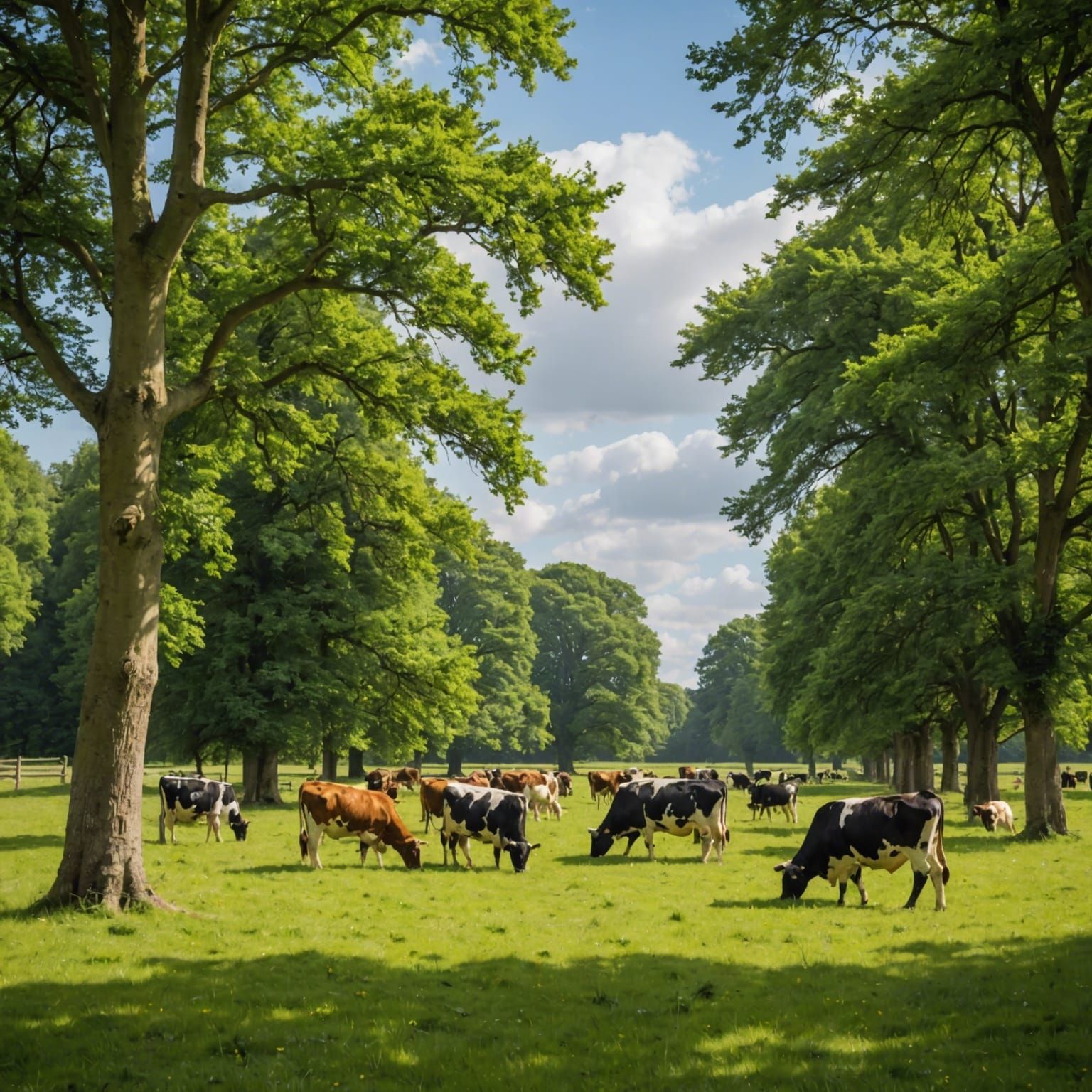 Cows Grazing Peacefully in a Copse