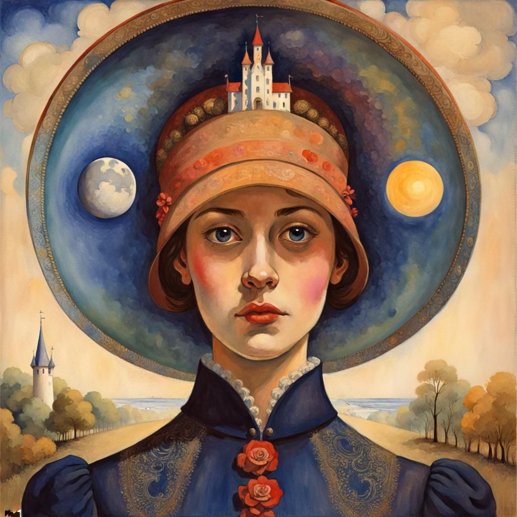 I am a bavarian princess with a wide rimmed hat, trying to find a place to enjoy myself. I can not live without art...