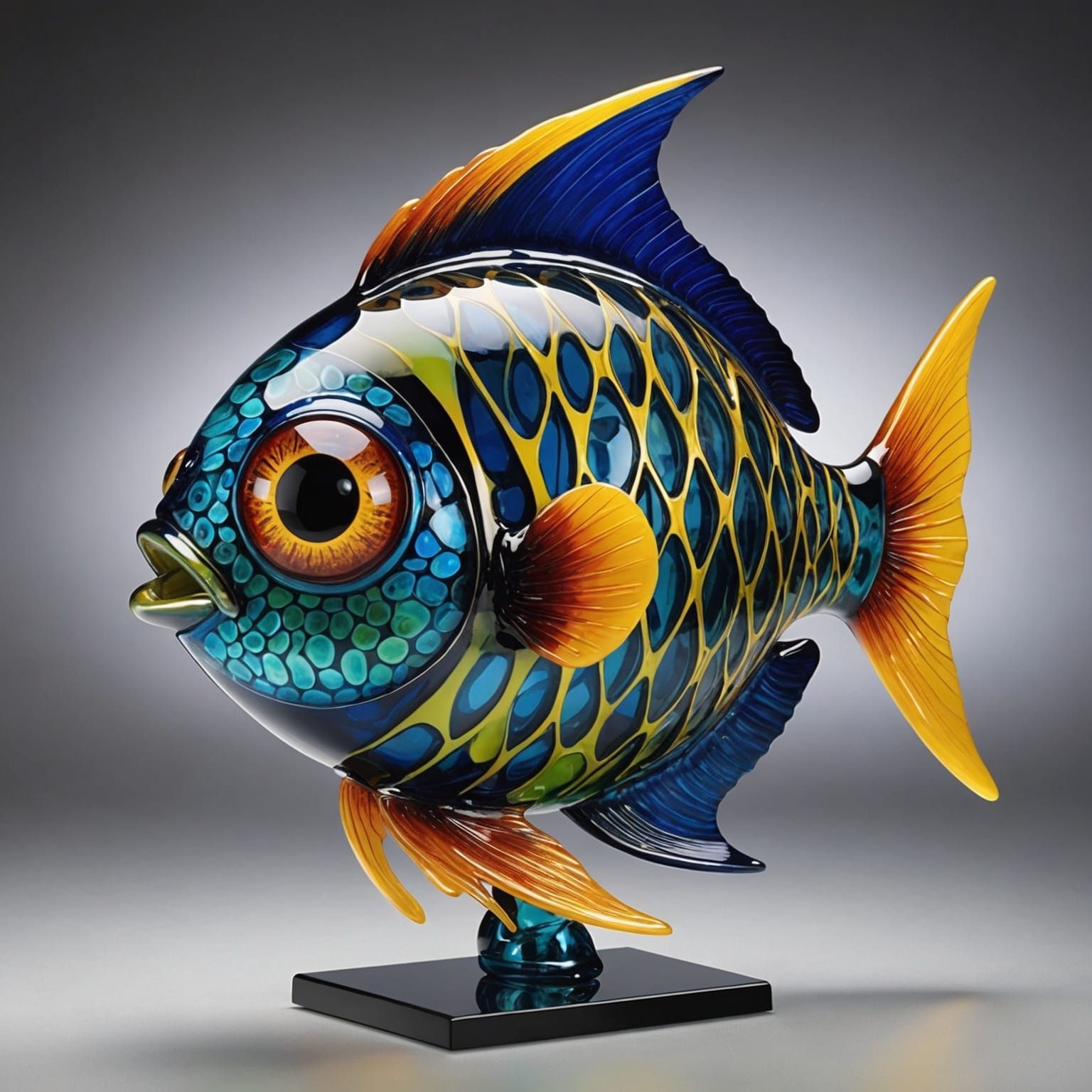 Exquisite Glass Fish Sculpture in Expressionist Style