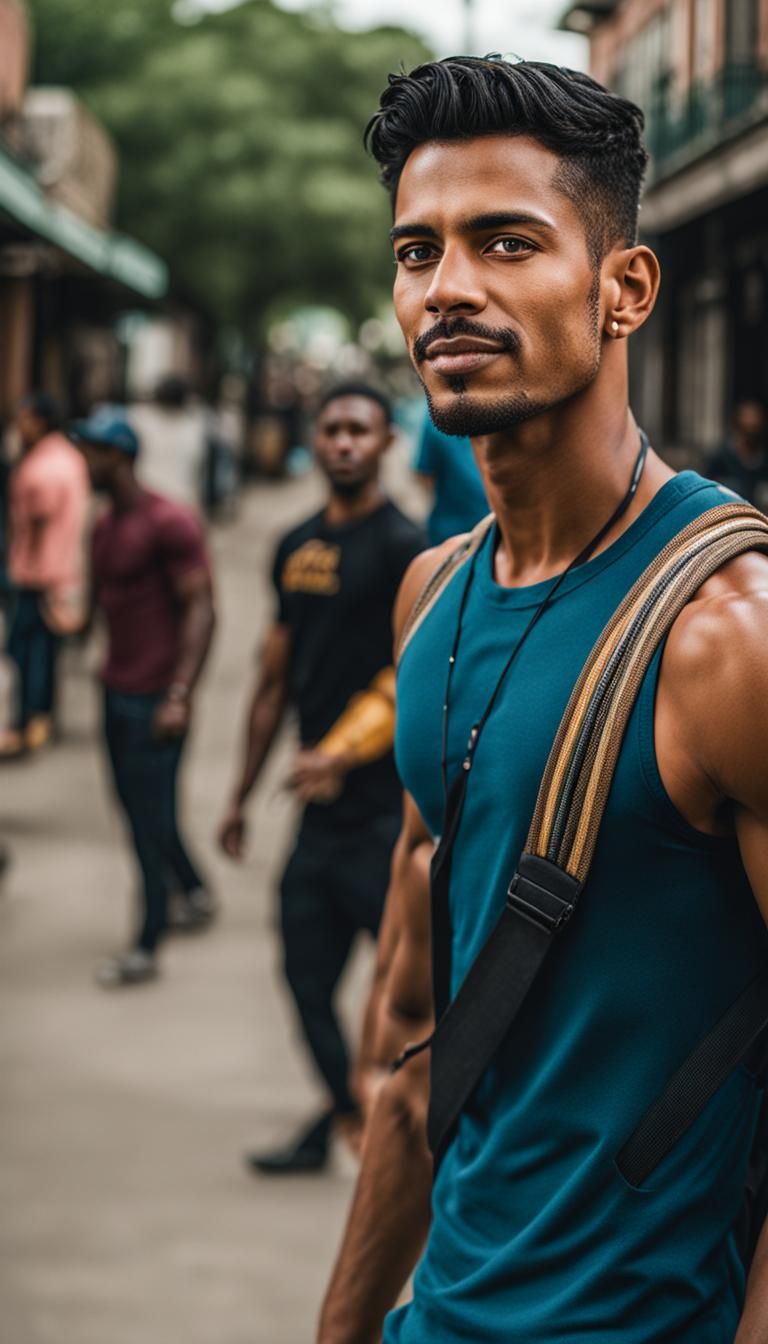 Dystopian New Orleans Photograph of Latino Refugee