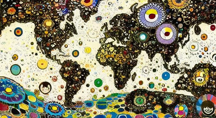 Kaleidoscopic Garden River in Takashi Murakami Style