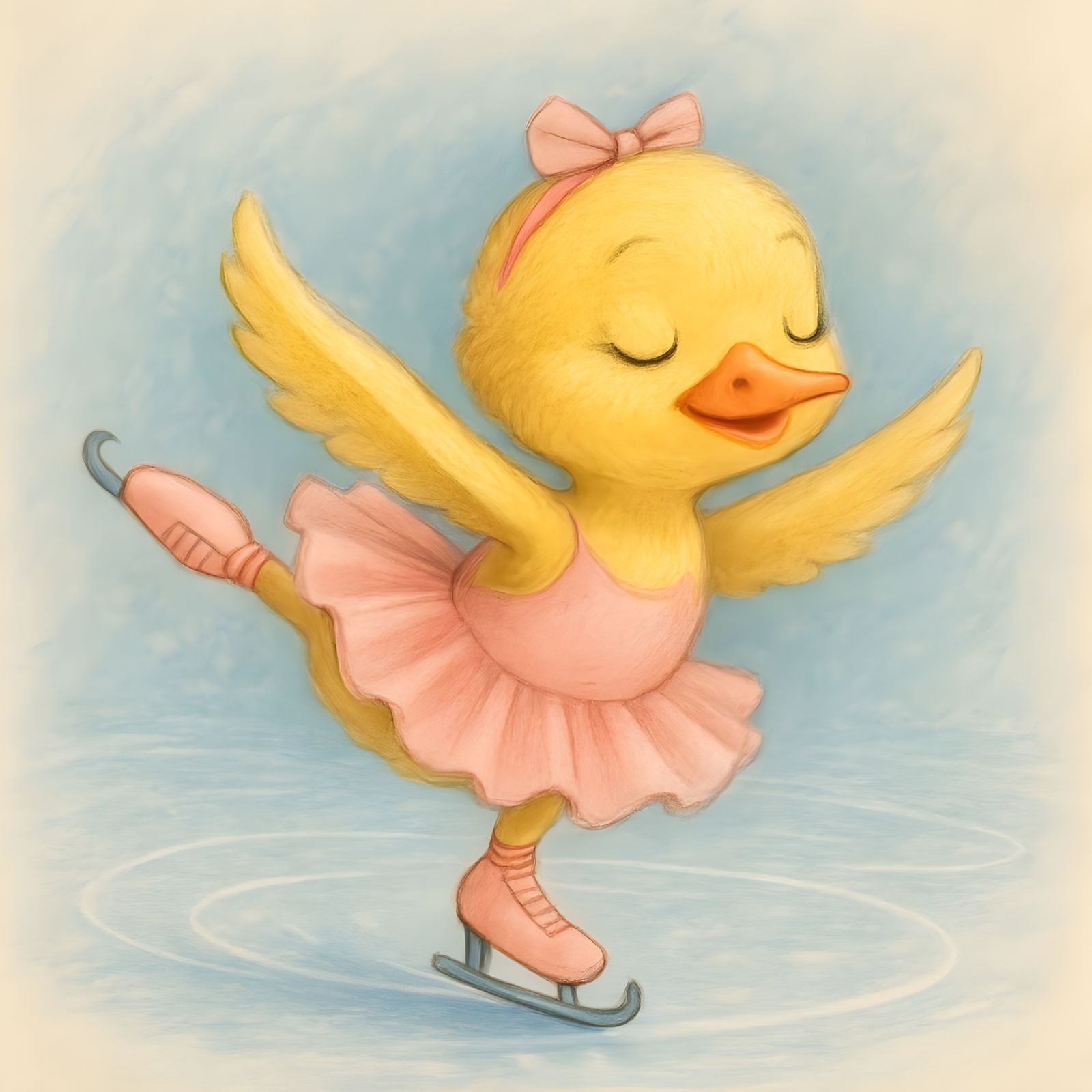 Duckling Ballerina Dancing on Ice