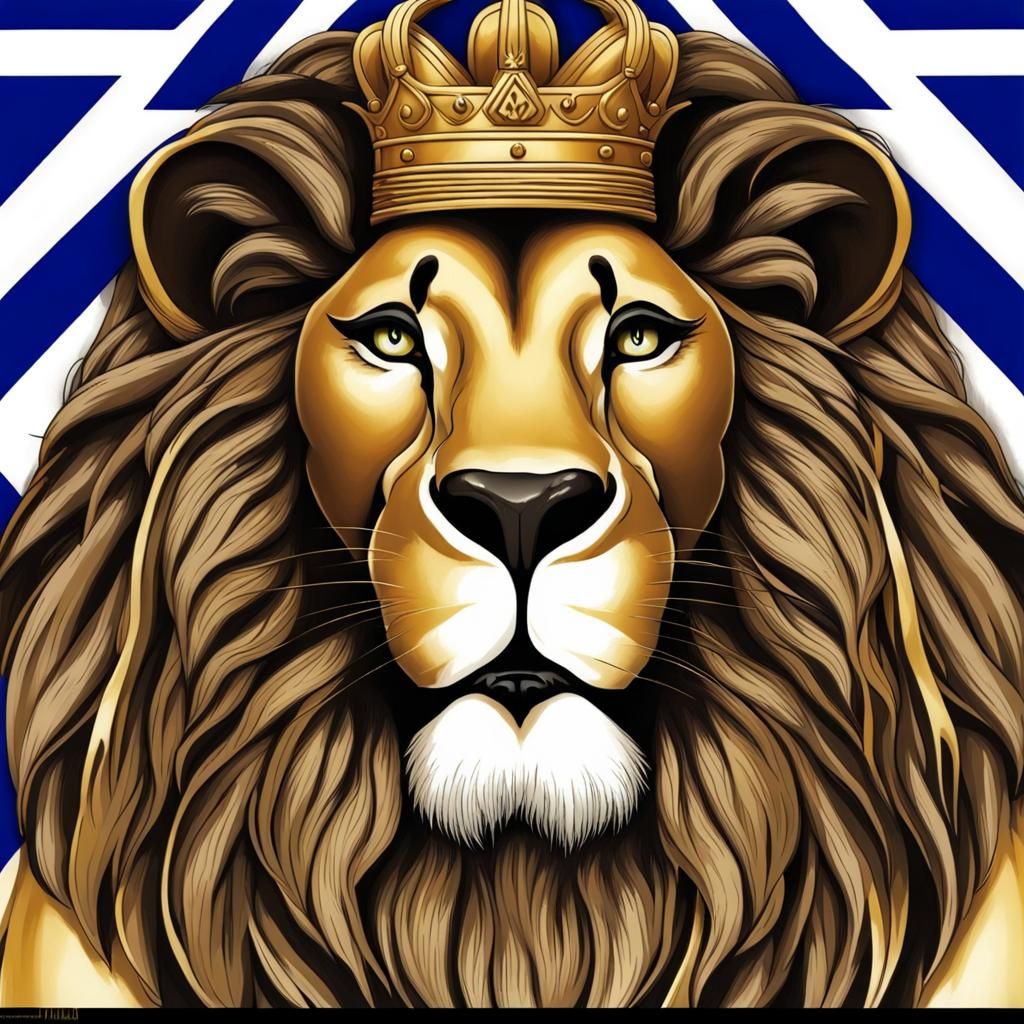 Golden Lion Flag: Kingdom of Yasharahala, Detailed Matte Pai...