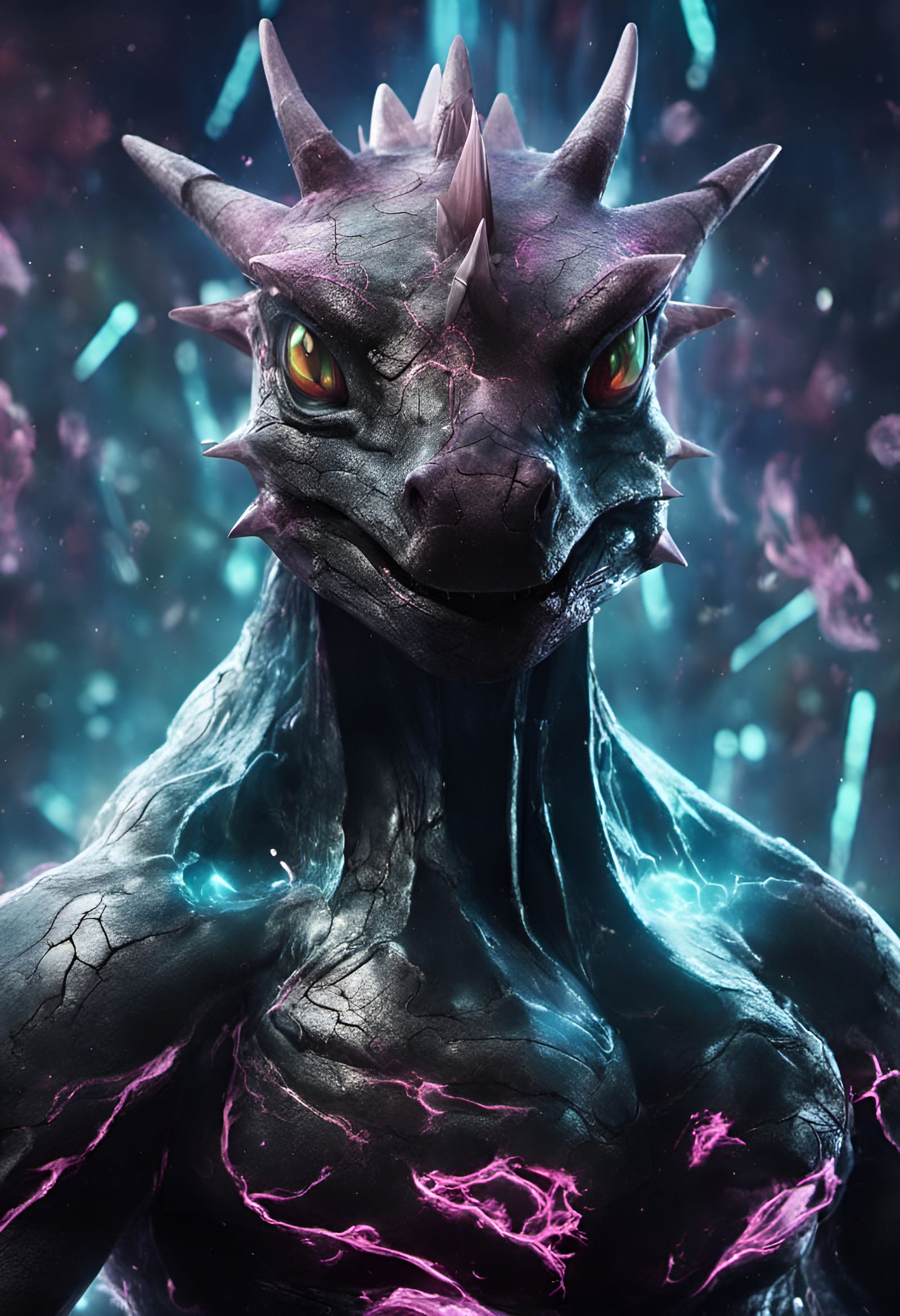 Hyperrealistic Nidoking Made of Nano-Circuitry