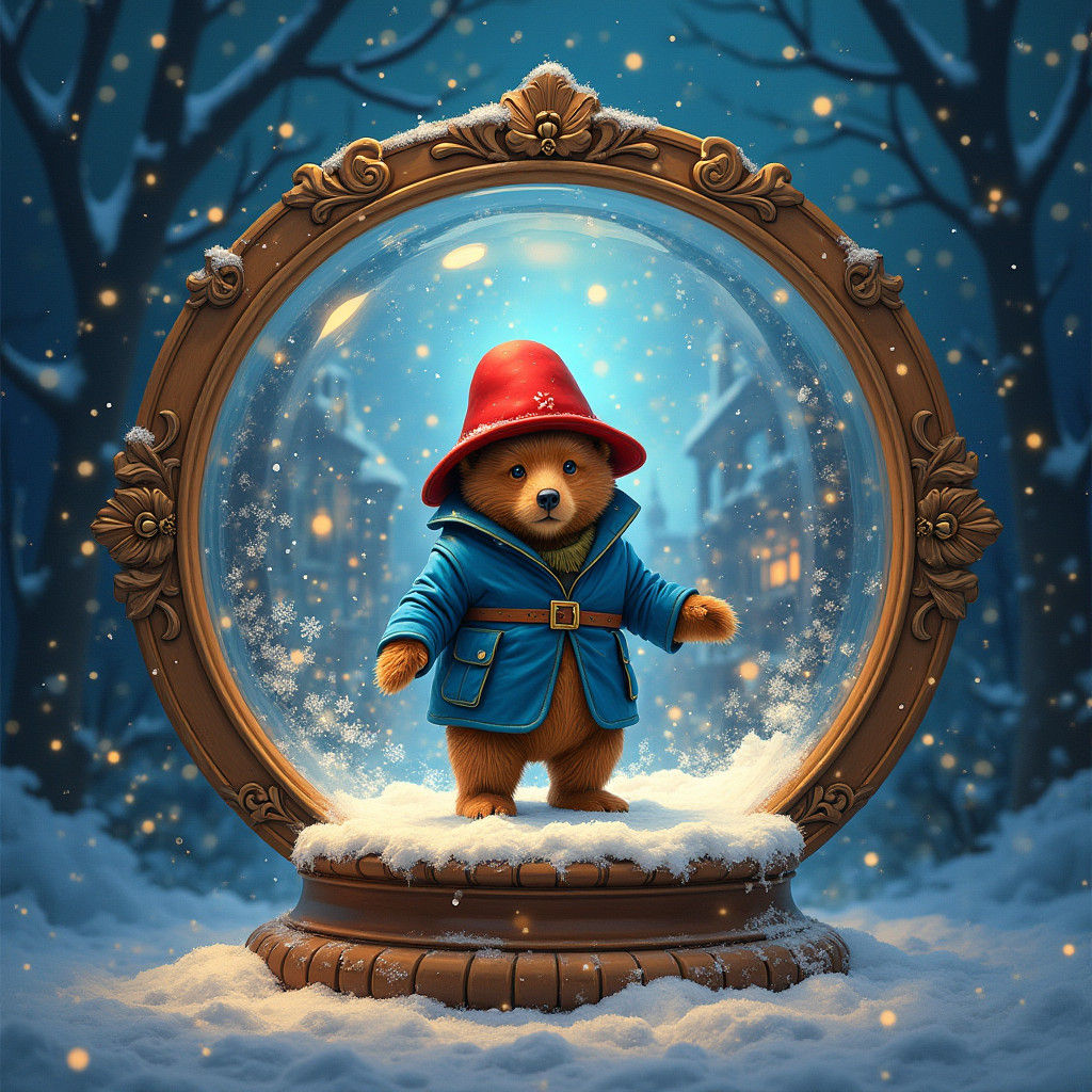 Paddington Bear's Christmas Snow Globe: A Fantasy Scene