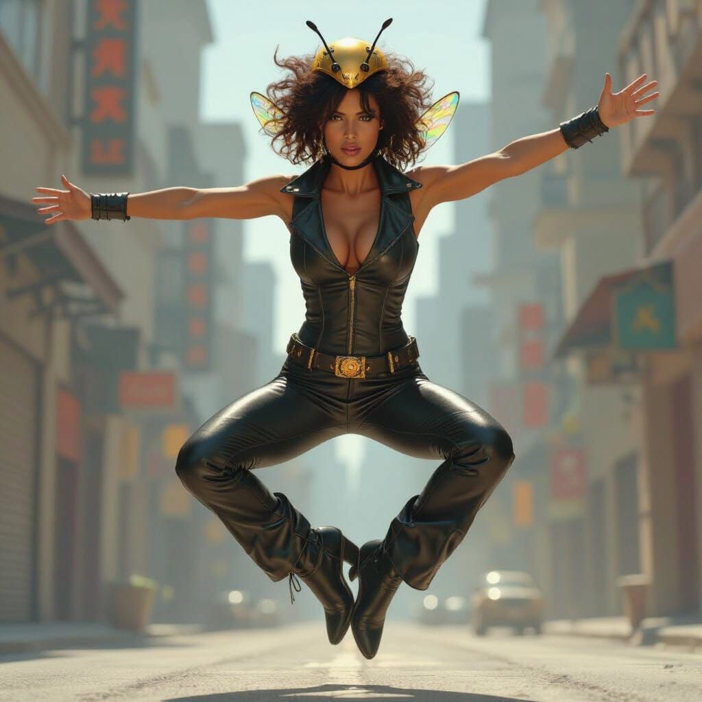 Bee-Inspired Heroine in a Sin City Style