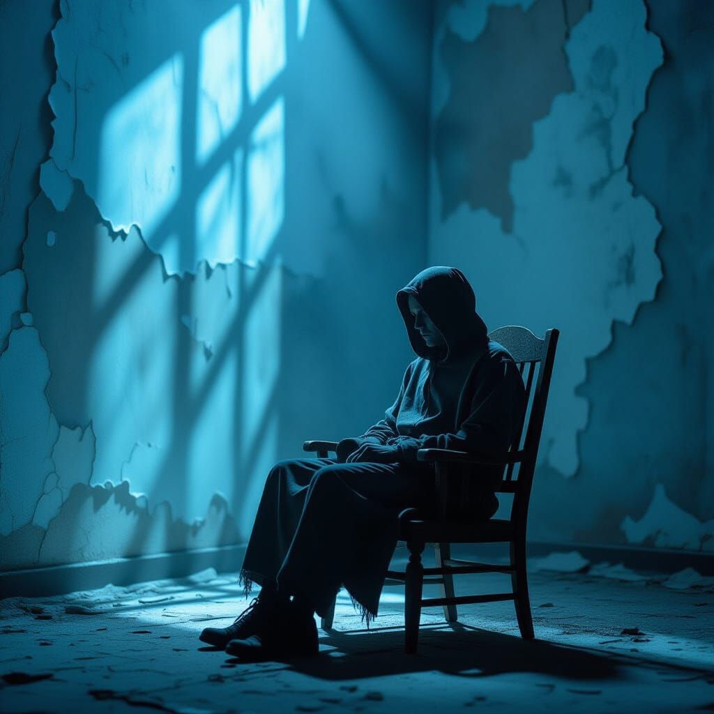 Lonely Figure in Abandoned Room: Cinematic Photography