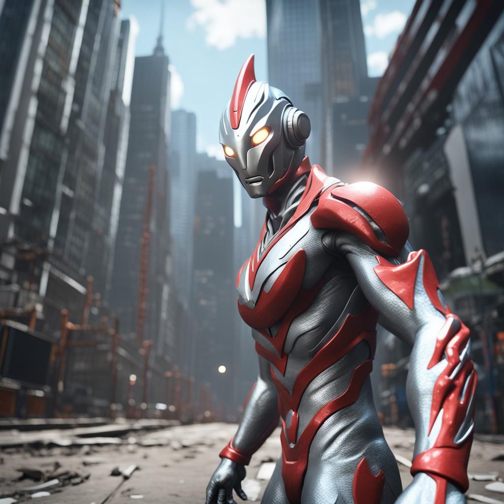 Ultraman in Cityscape: Epic 3D Game Cinematic