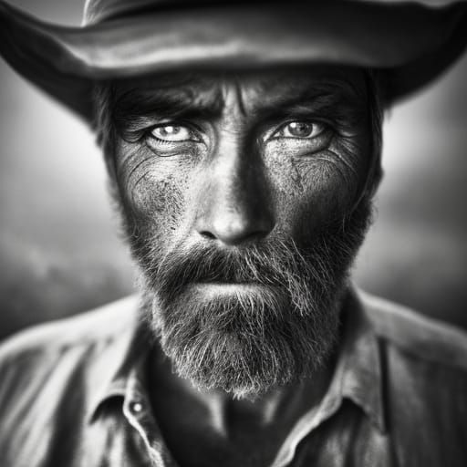 Old West Gold Miner Portrait, Hyperrealistic Style