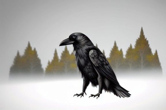 Mystical Raven in Haunted Autumn Forest