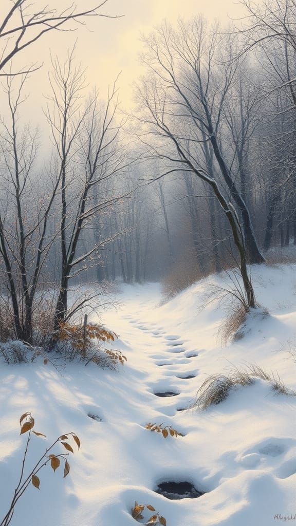 Constable-Inspired Winter Serenity with First Snow