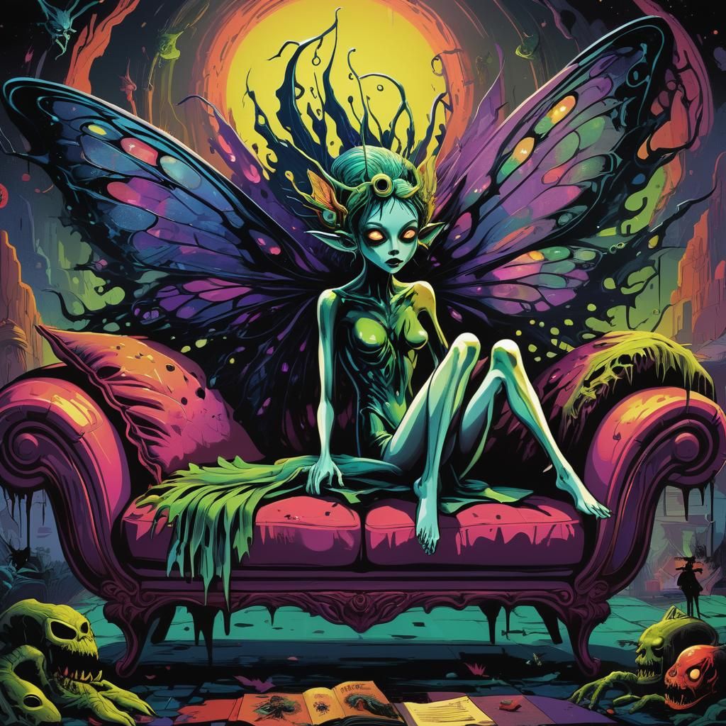 Dark Fairy Taken Over by Alien Entity in Comic Art