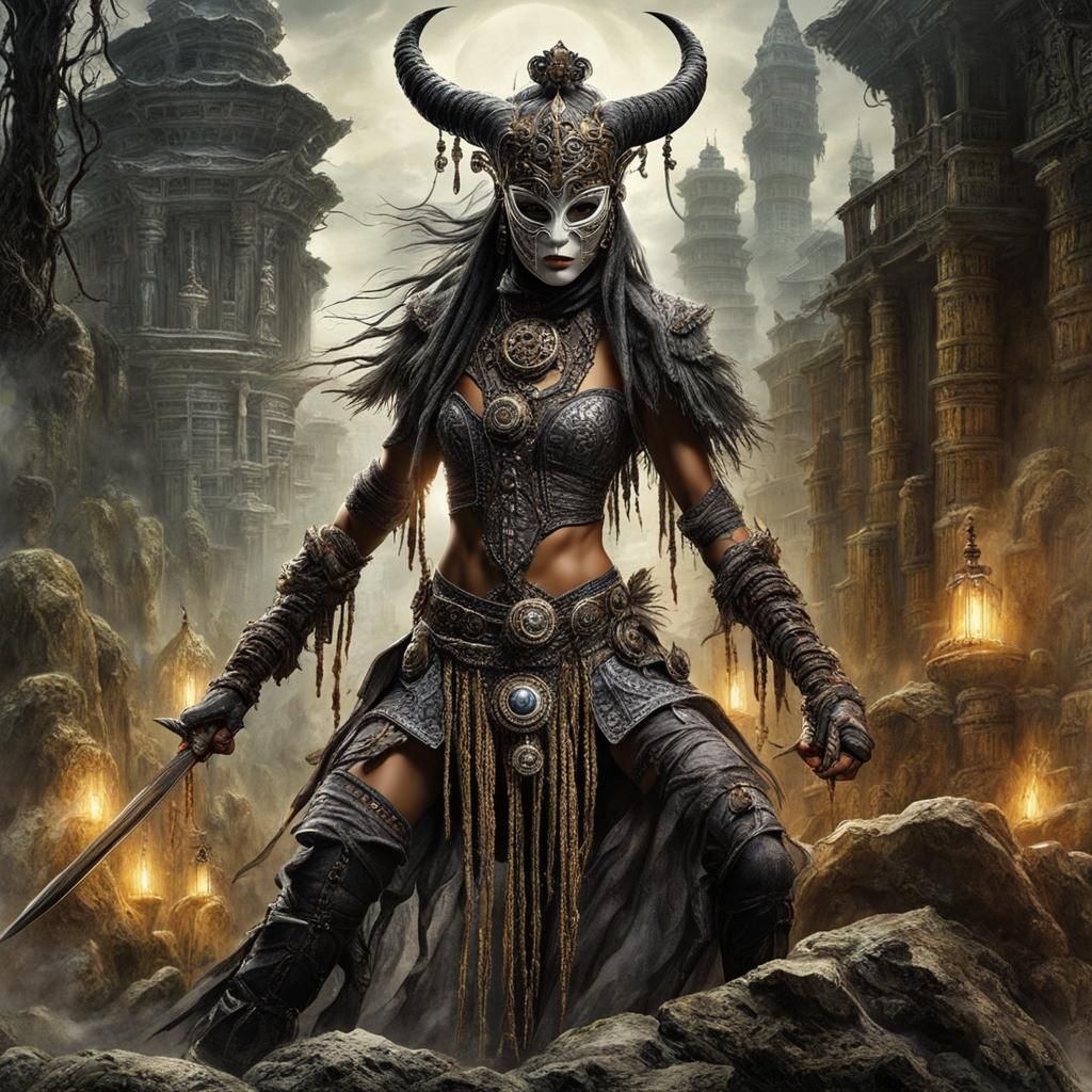 Eerie Voodoo Character in Realism Style