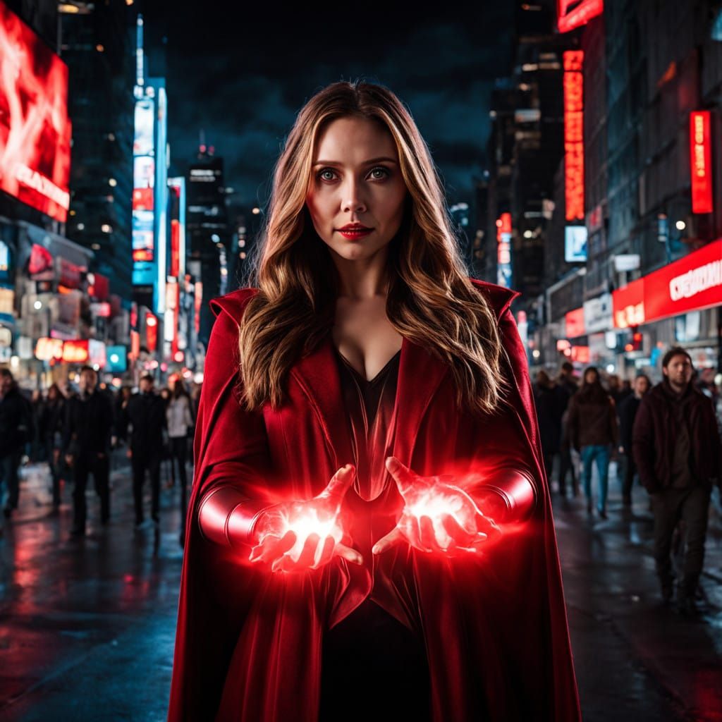 Elizabeth Olsen as the Scarlet Witch Unleashes Magical Power...