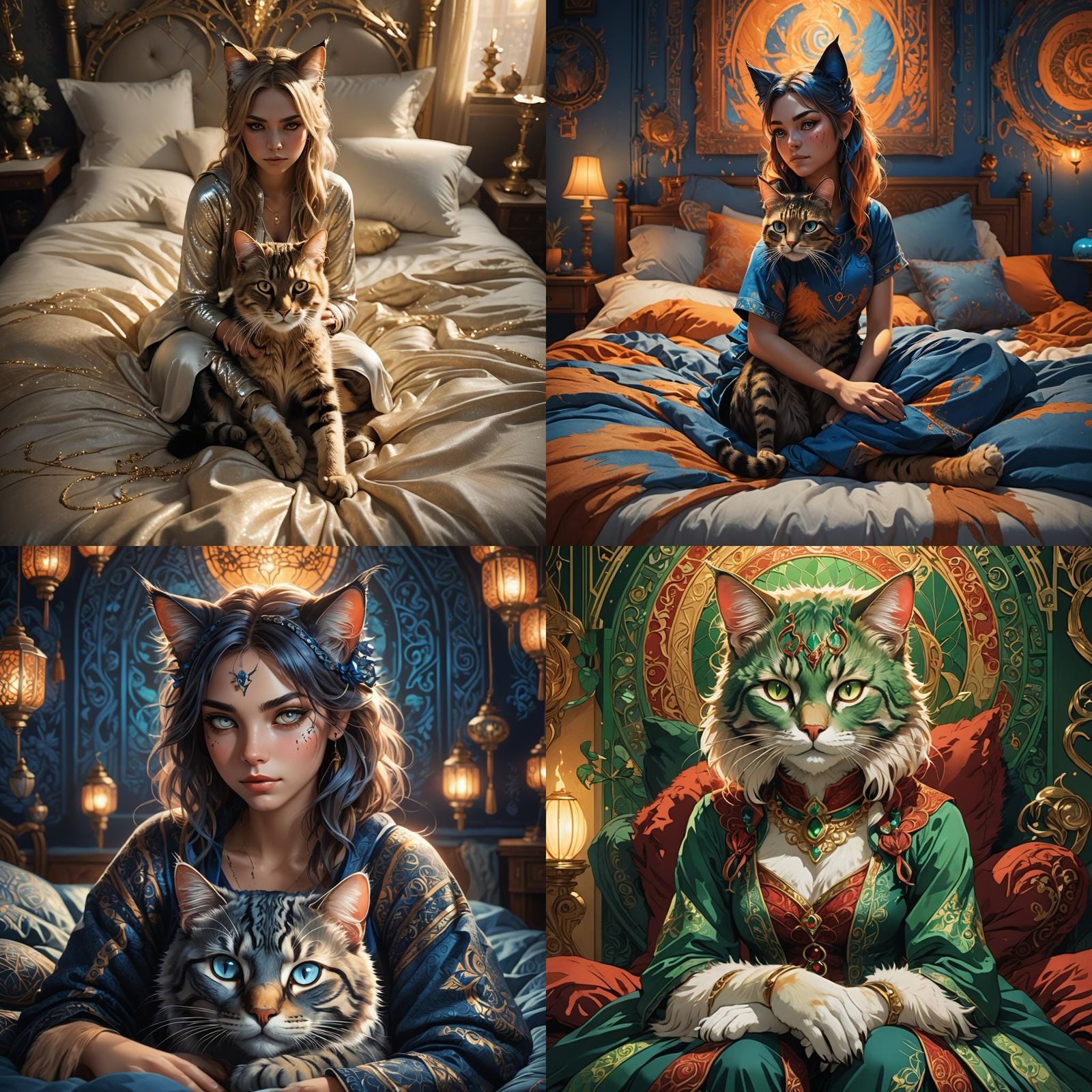 Detailed Cat-Girl Portrait in Fantasy Concept Art Style