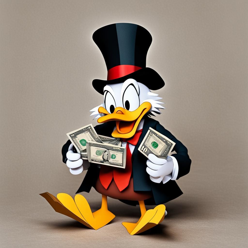 Scrooge McDuck Counts Money: Papercraft Art