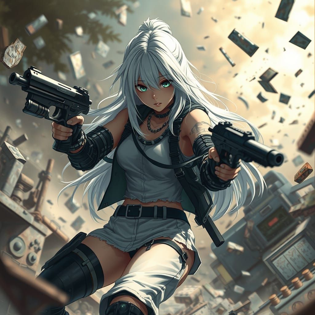 Warrior Goddess in Cyberpunk Chaos