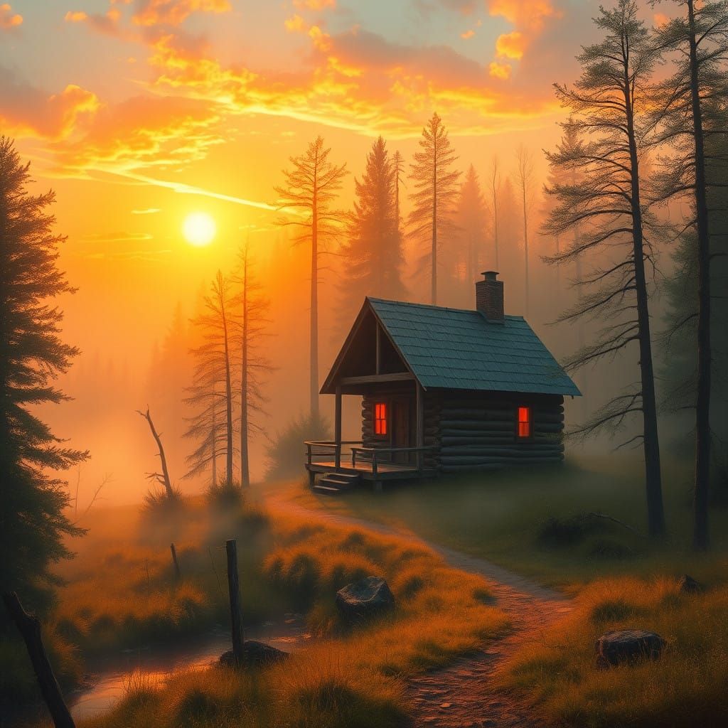 Whispers of a Misty Morning in a Romantic Landscape