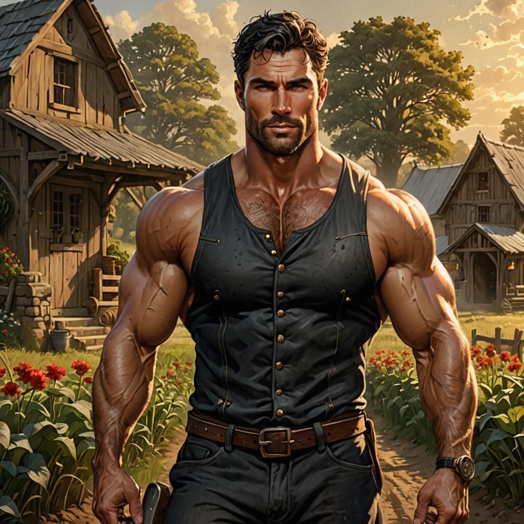 Handsome Farmer in Medieval Fantasy Bara Art