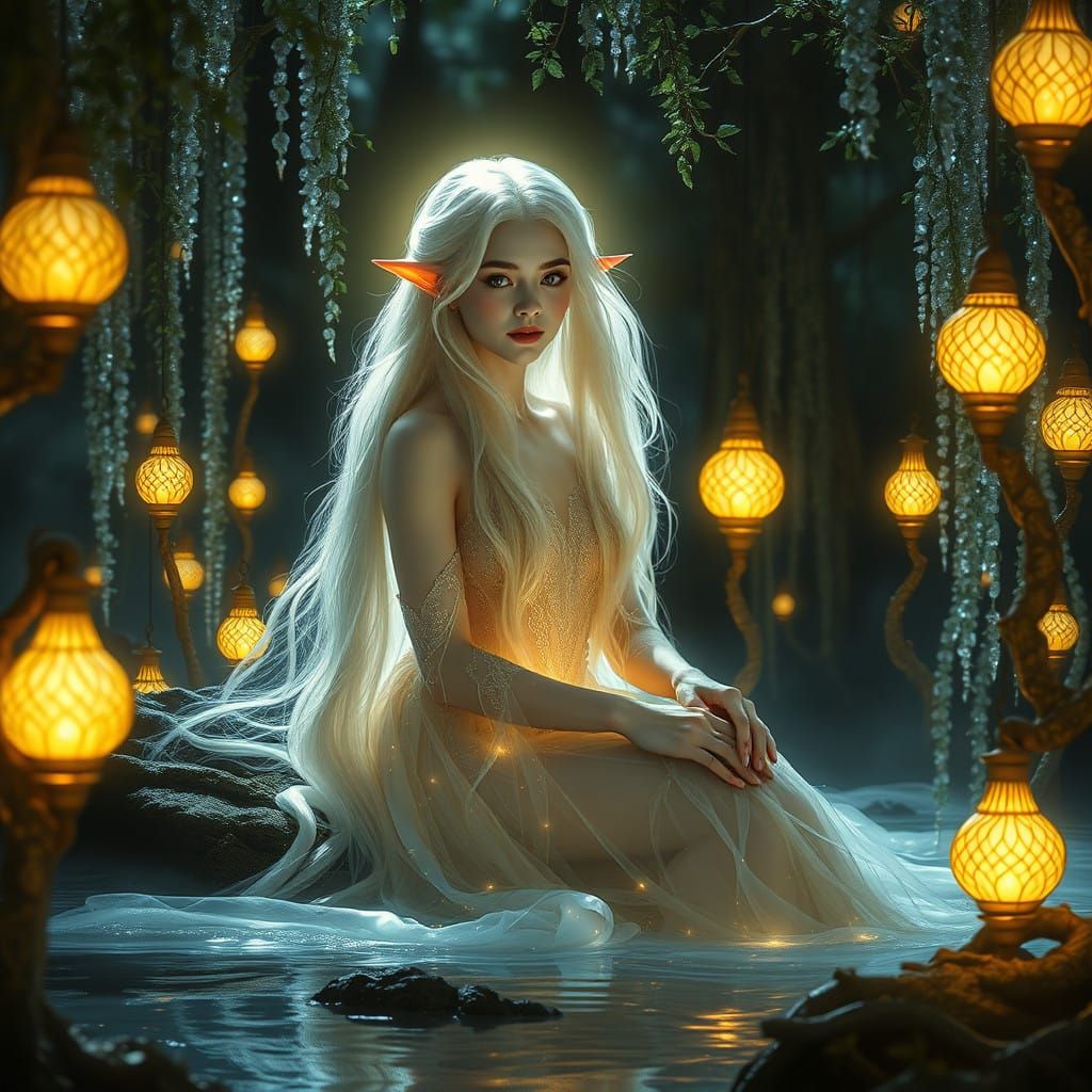Moonlit Goddess of Nature in Enchanted Forest