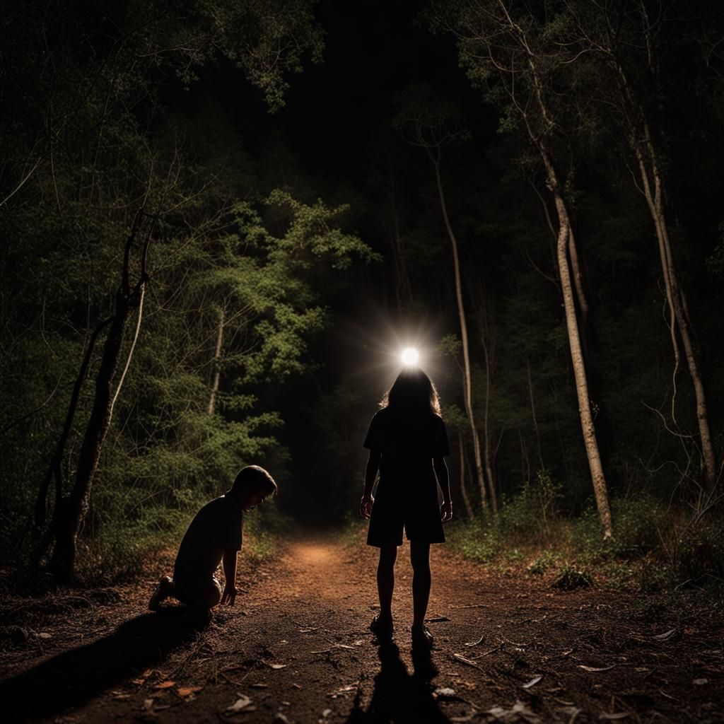 Classic Horror Scene in Dark Forest, Detailed Matte Painting