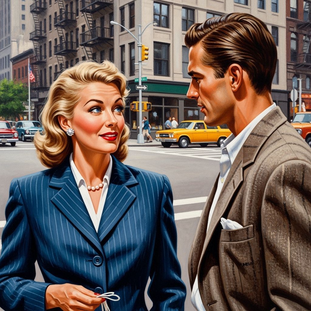 Amused Woman Chats with Man, Rockwell Style
