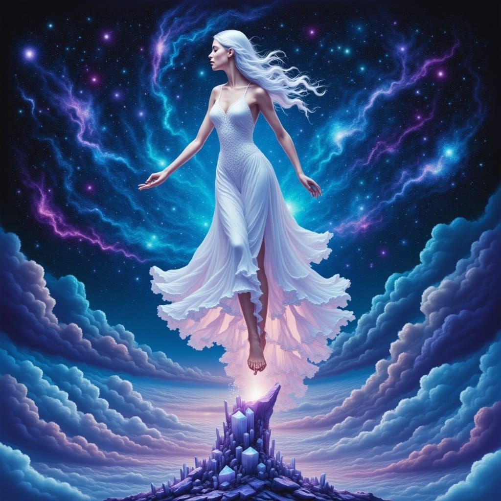 <lora:Mimpi 2:1.0> surreal fantasy character in a large starry landscape