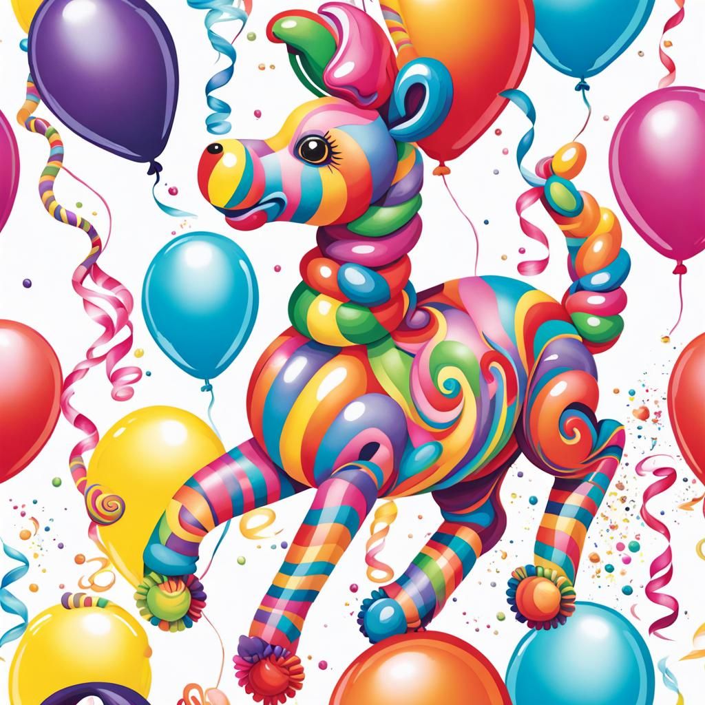 Candyland Balloon Animal in Gouache Style