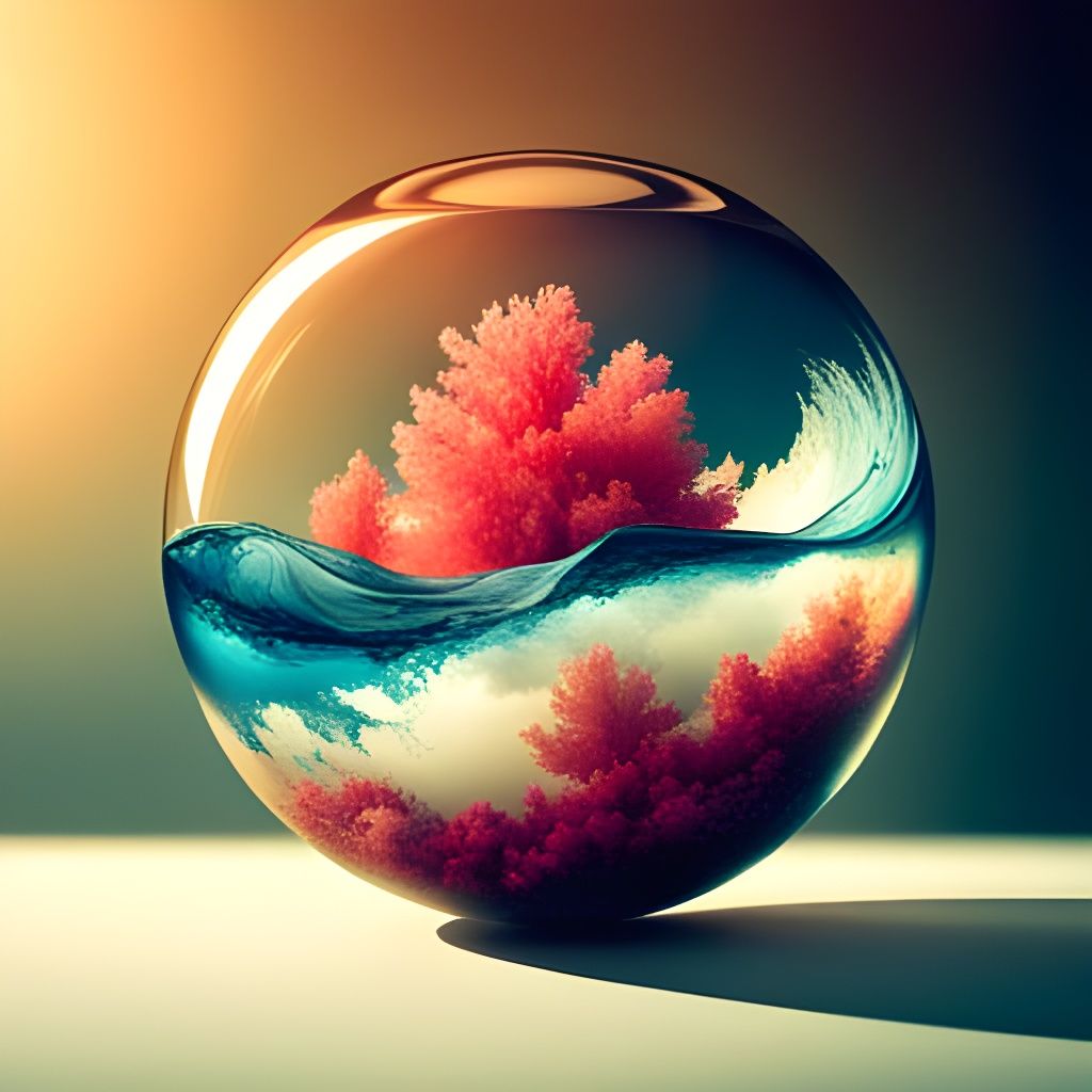 Hyperrealistic Riptide in Glass Sphere, Photorealistic CGI