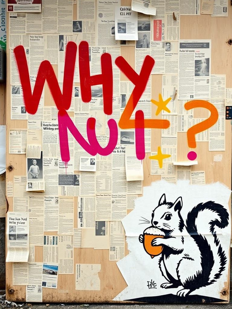 Urban Squirrel Ponders Graffiti in Banksy Style