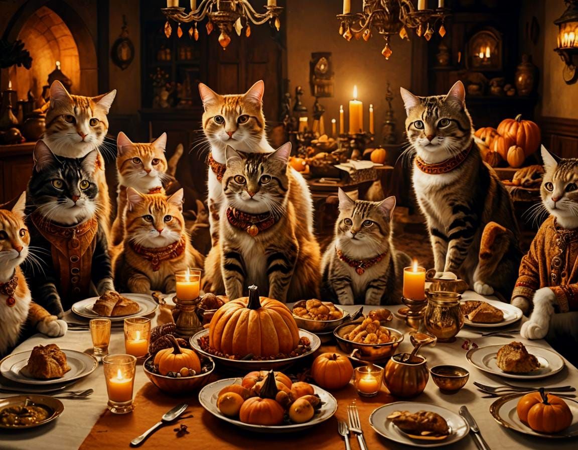 Thanksgiving Celebration with Pilgrim and Native American Ca...