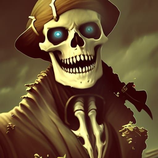 Grinning Skeleton Pirate: Dark Fantasy Concept Art