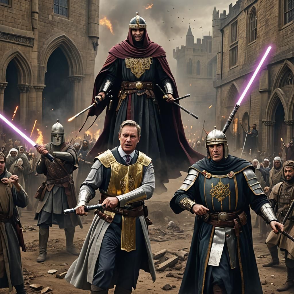 Political Figures Clash in a Fantasy Battle