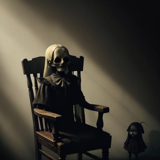 Dark Fantasy Horror: Creepy Doll in Warm Golden Light