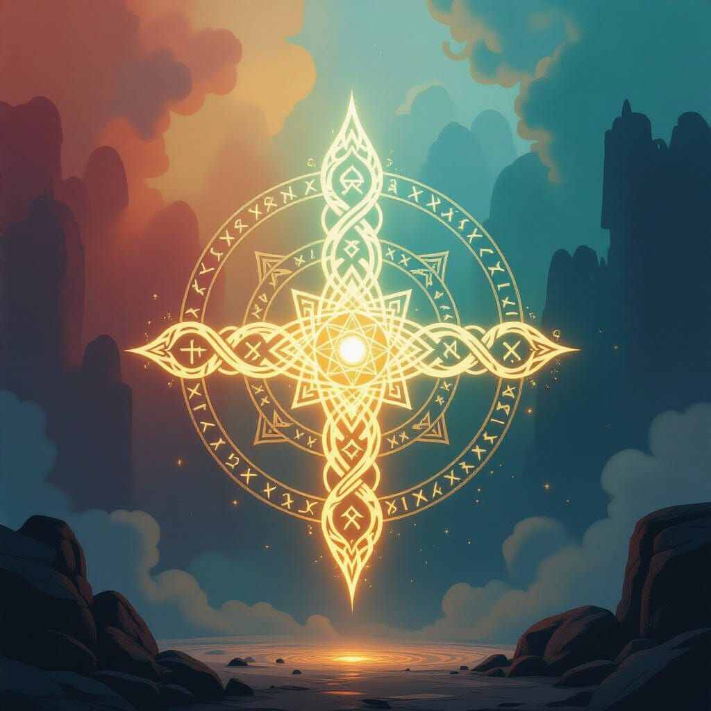 Ethereal Magic Sigil in Dreamlike Surrealist Style