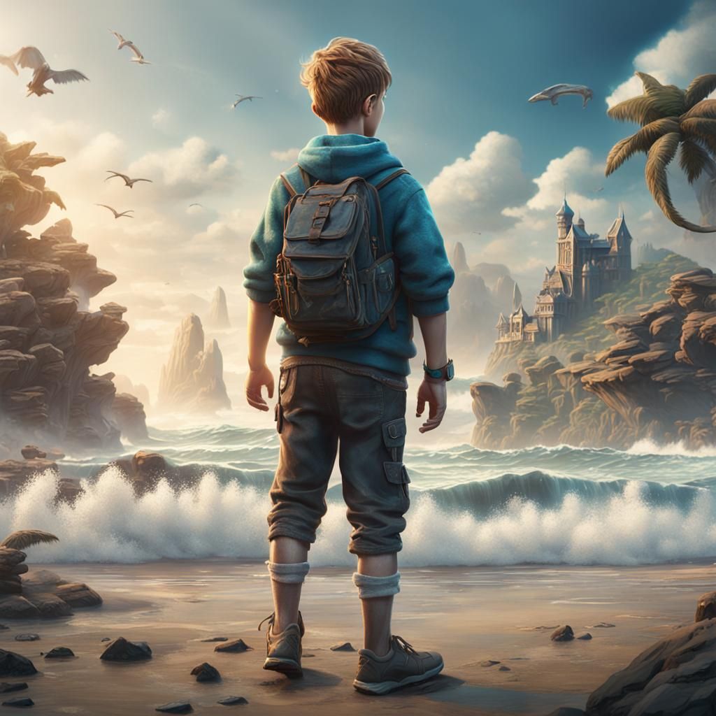 Stylish Boy at the Beach: Fantasy Concept Art