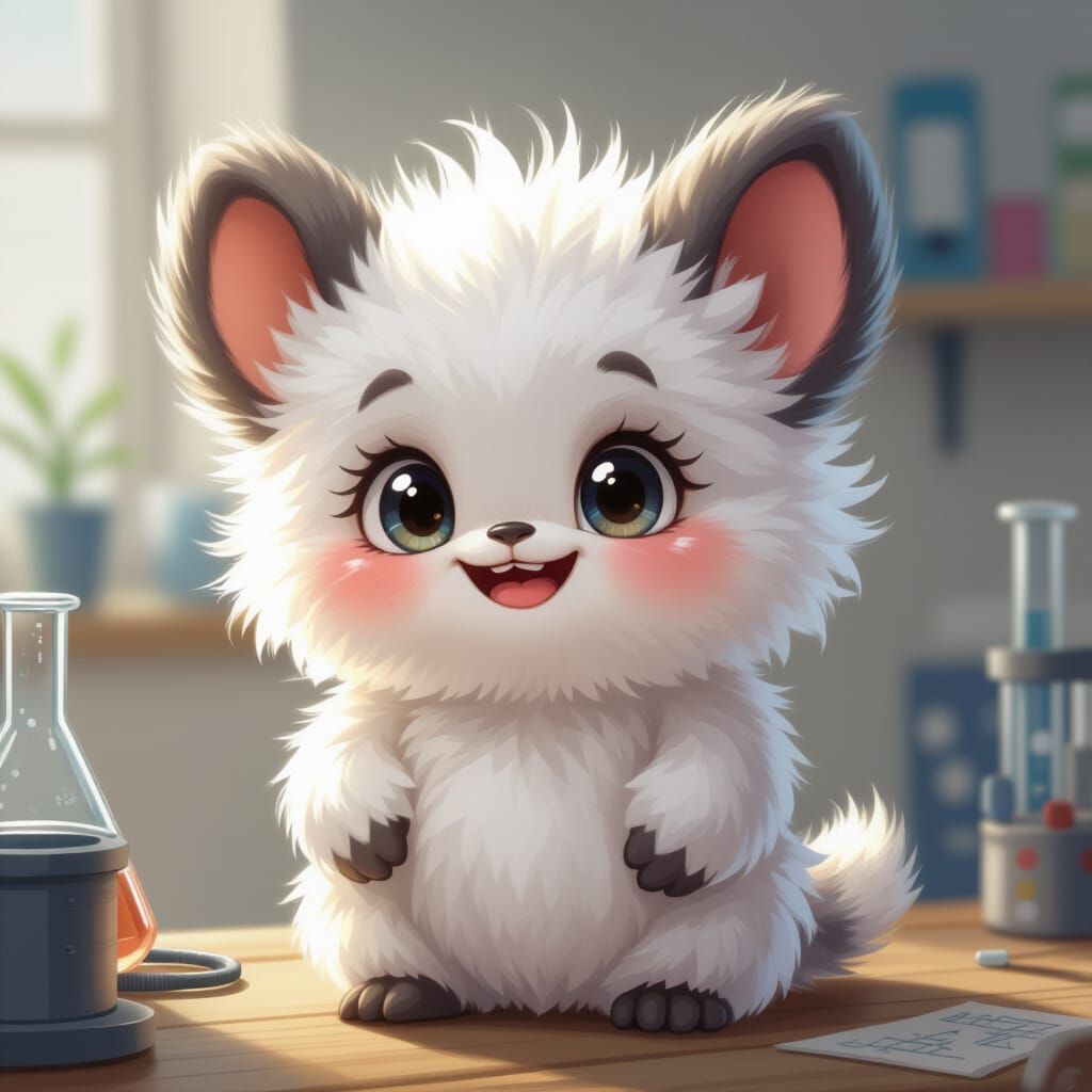 Charming Fluffy Monster with Big Ears in Labubu Style