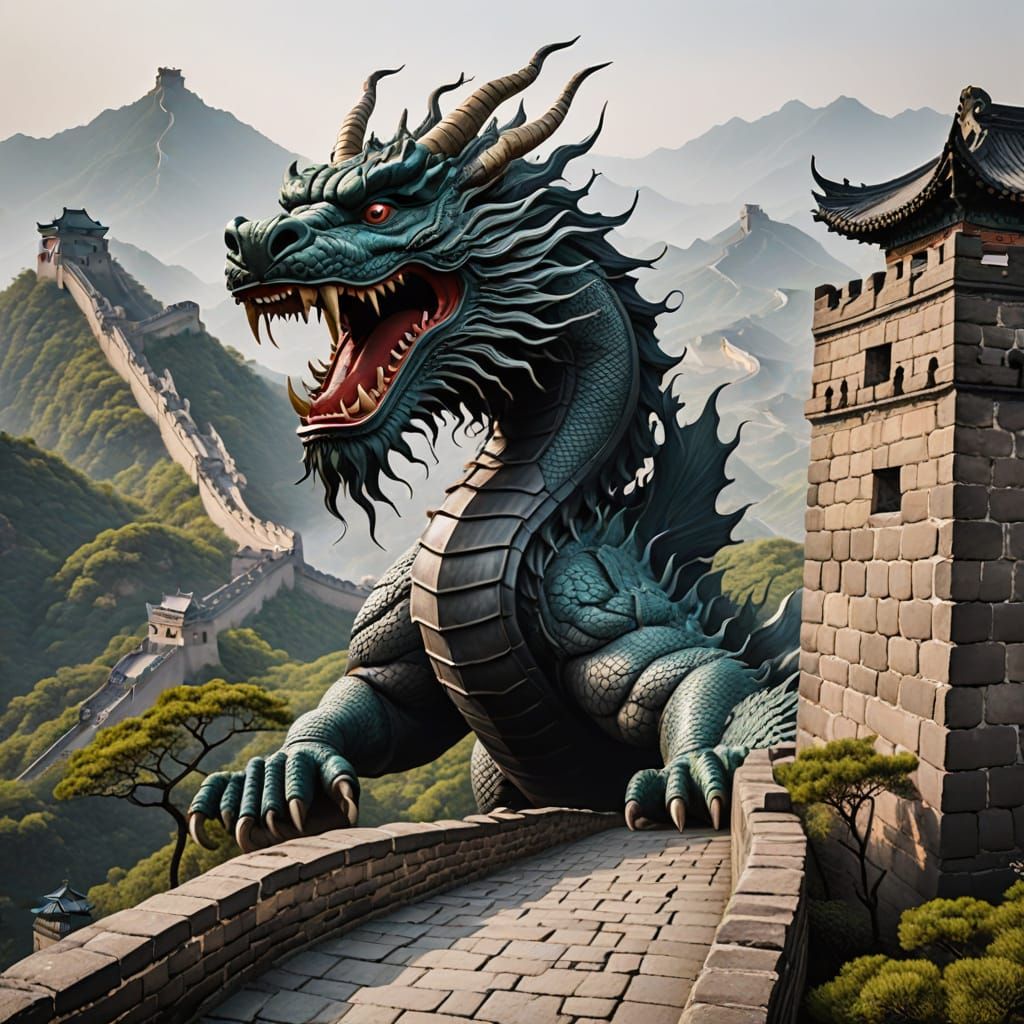Great Wall of China with Dragon