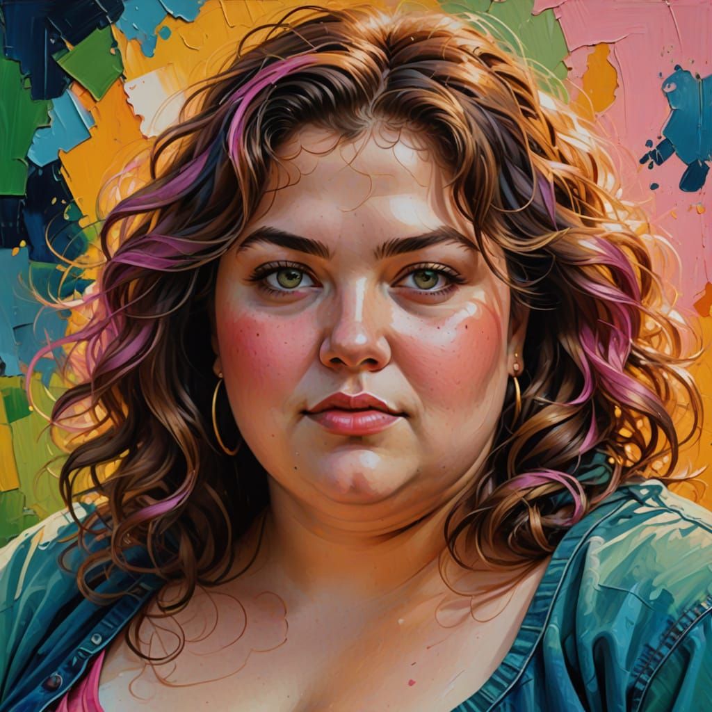 Vibrant Oil Portrait of a Woman with Loving Gaze