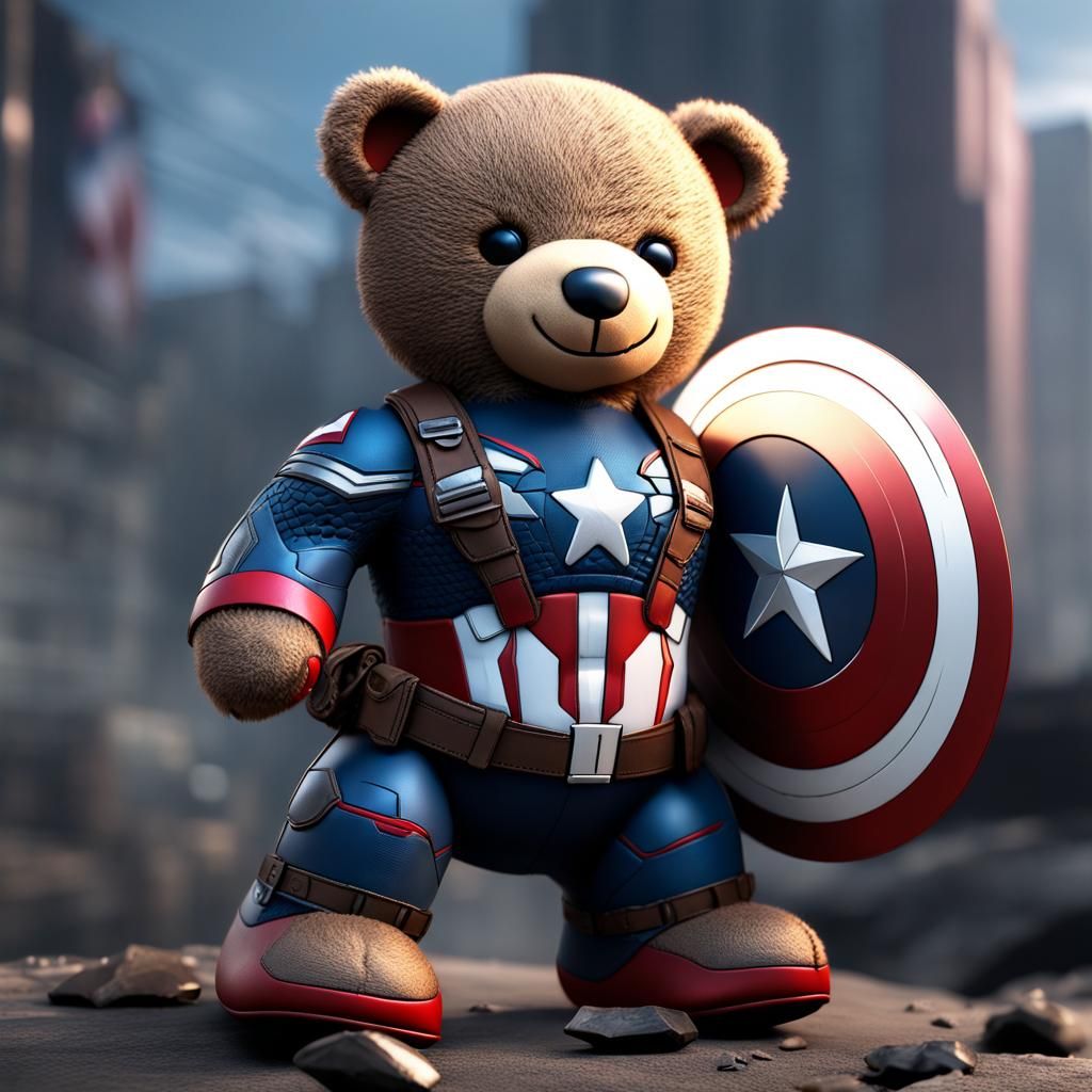 Captain America Teddy Bear Matte Painting