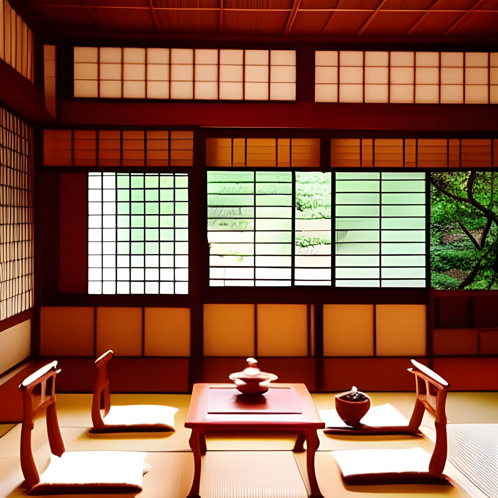 Serene Japanese Teahouse Interior