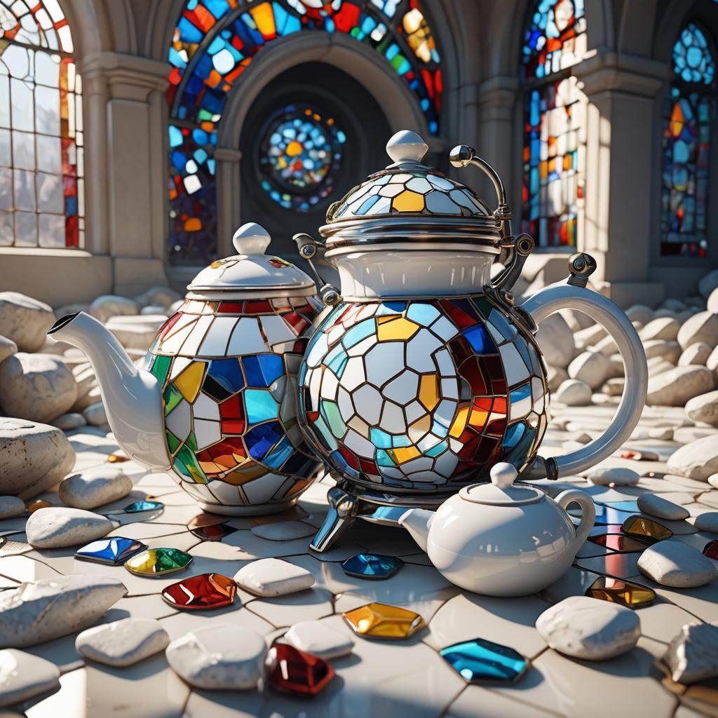 Sci-Fi Stained Glass Teapot Still Life