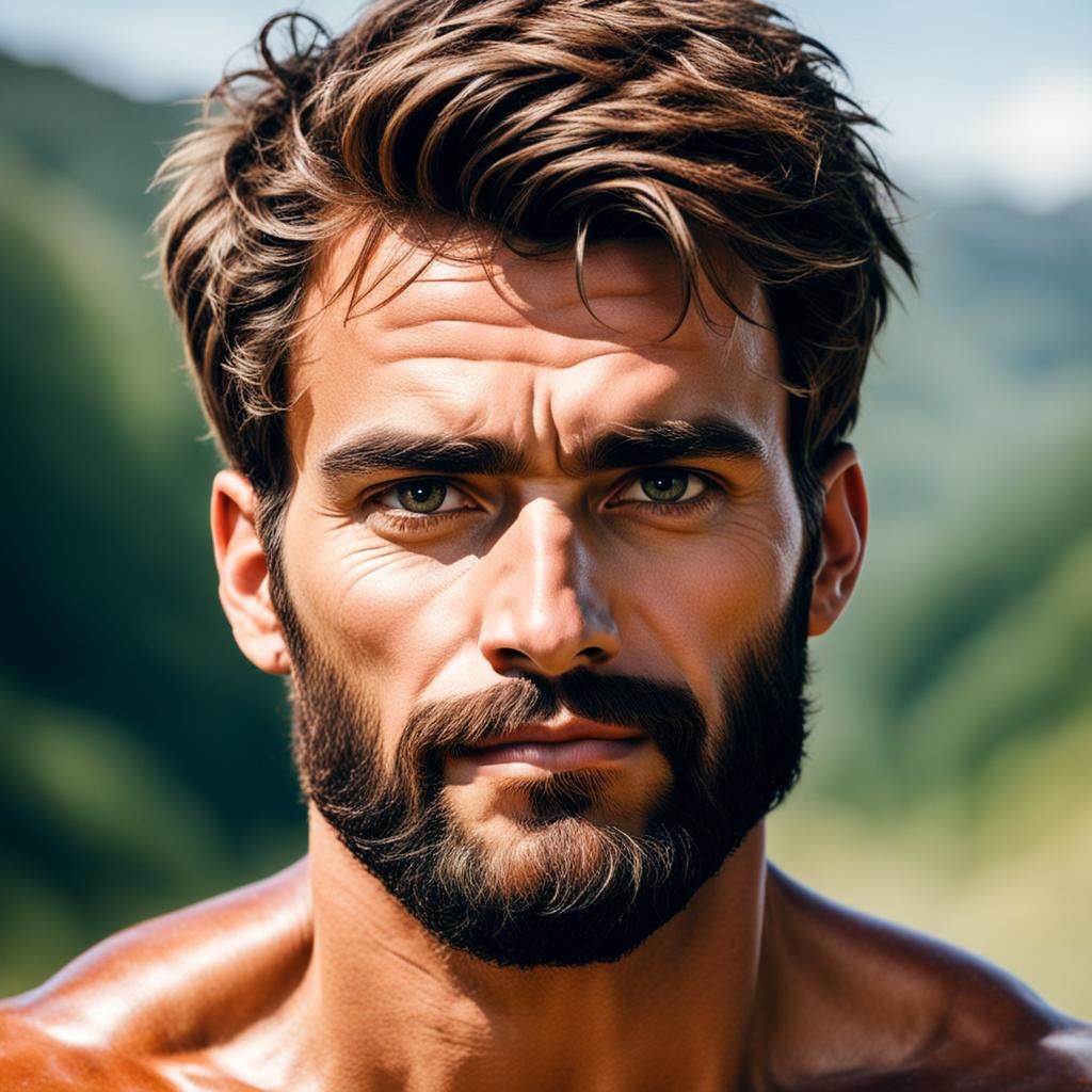 Robust and Charismatic Man with Intense Gaze