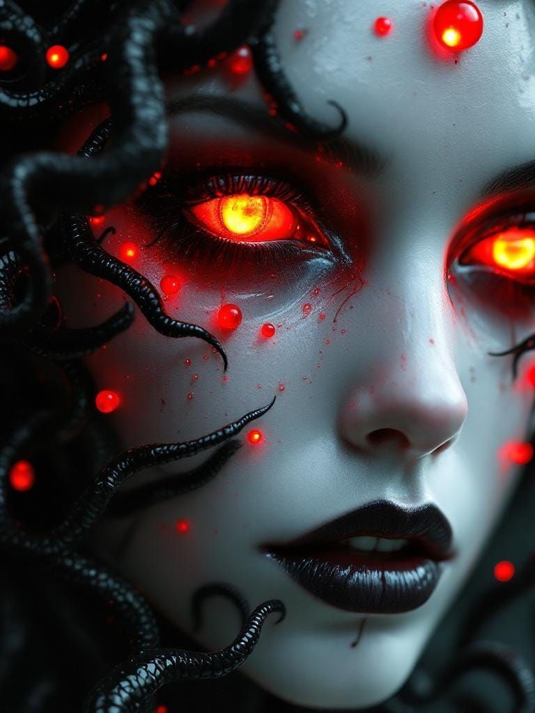 Sinister Medusa Woman with Biomechanical Tentacles