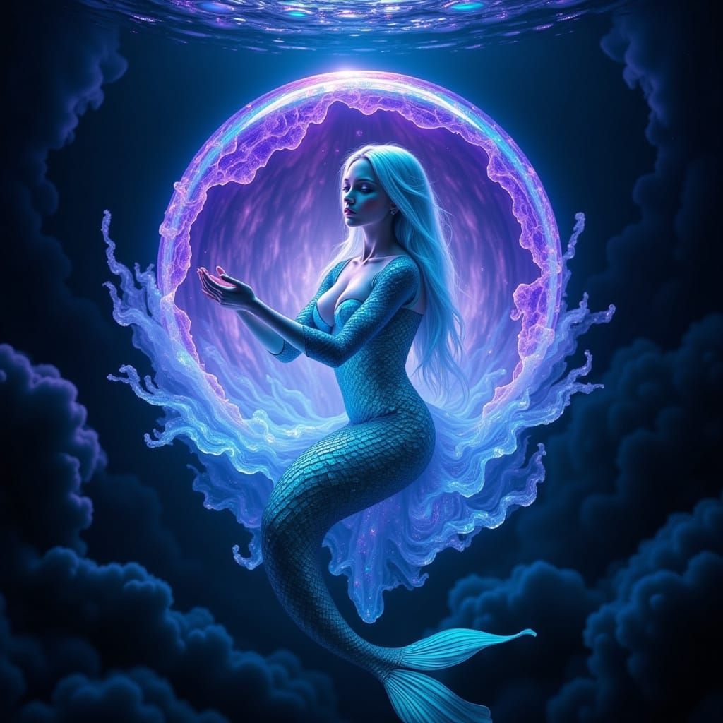 Ethereal Amethyst Crystal Ball Illuminates Ocean Depths in S...