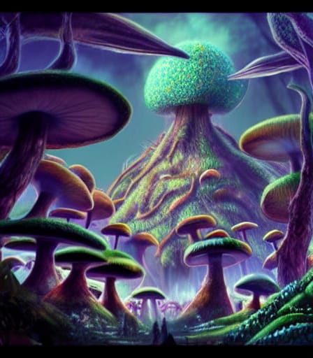 Enchanted Mushroom City in Naturepunk Style